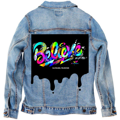 PakRat Ink Unisex Denim Jacket "Believe" by Jason Naylor