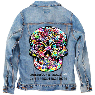 PakRat Ink Unisex Denim Jacket "memento (a) mori" by Ruben Rojas