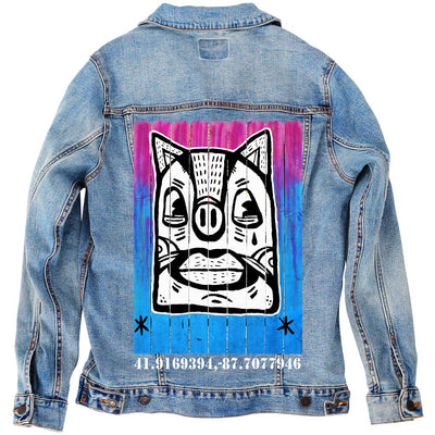 PakRat Ink Unisex Denim Jacket "Patio Dweller 3" by Jaymes Josef