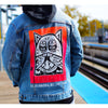 PakRat Ink Unisex Denim Jacket "Patio Dweller 2" by Jaymes Josef Chicago CTA Close Up Train