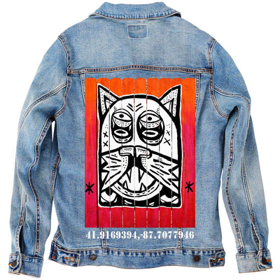 PakRat Ink Unisex Denim Jacket "Patio Dweller 2" by Jaymes Josef