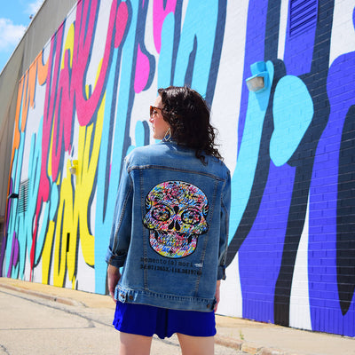Unisex Denim Jacket "memento (a) mori" by Ruben Rojas Street Art
