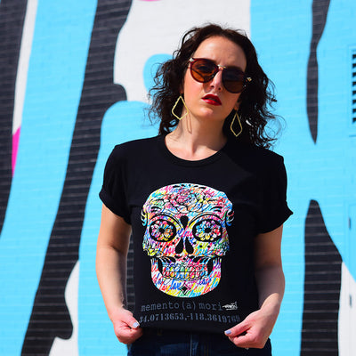 PakRat Ink Unisex T-shirt "memento (a) mori" by Ruben Rojas Close Up