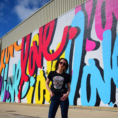 Unisex T-shirt "memento (a) mori" by Ruben Rojas Love Mural