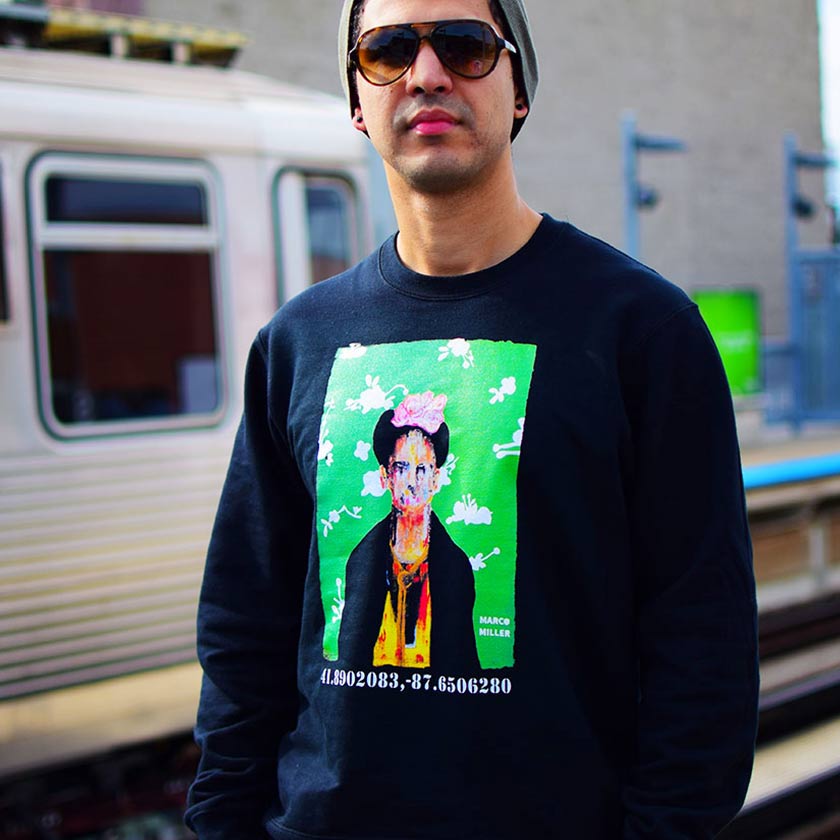 PakRat Ink Unisex Crewneck Sweatshirt "Big Frida" by Marco Miller Chicago L Train