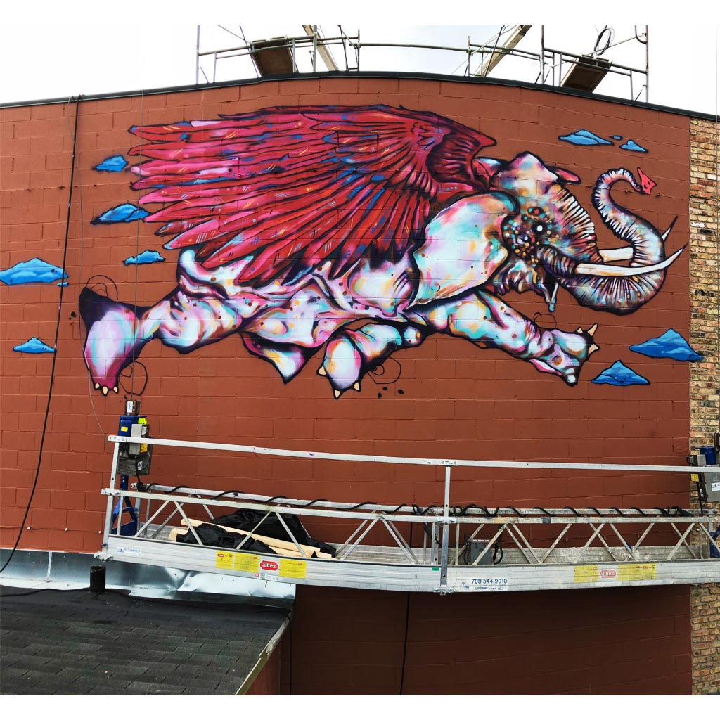 PakRat Ink "Take Off" Mural by Bunny!XLV