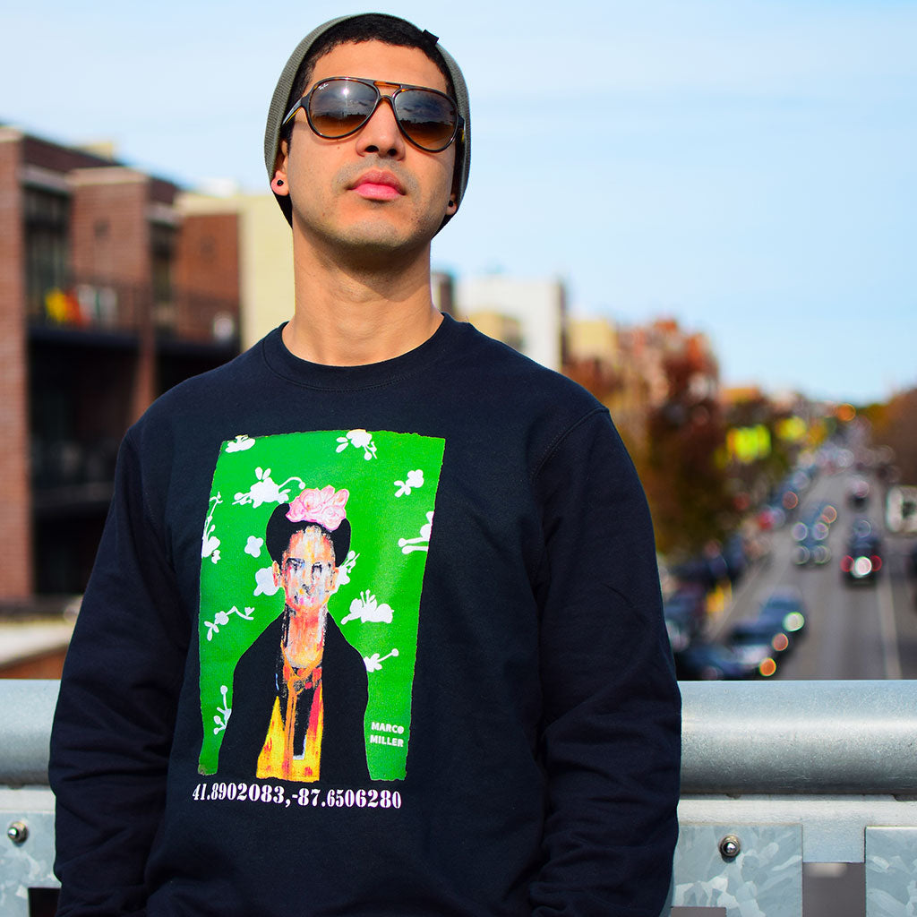 PakRat Ink Unisex Crewneck Sweatshirt "Big Frida" by Marco Miller Chicago L Train