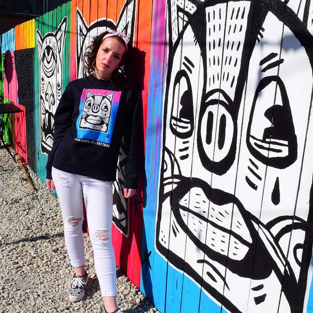 PakRat Ink Unisex Crewneck Sweatshirt "Patio Dweller 3" by Jaymes Josef Chicago Logan Square