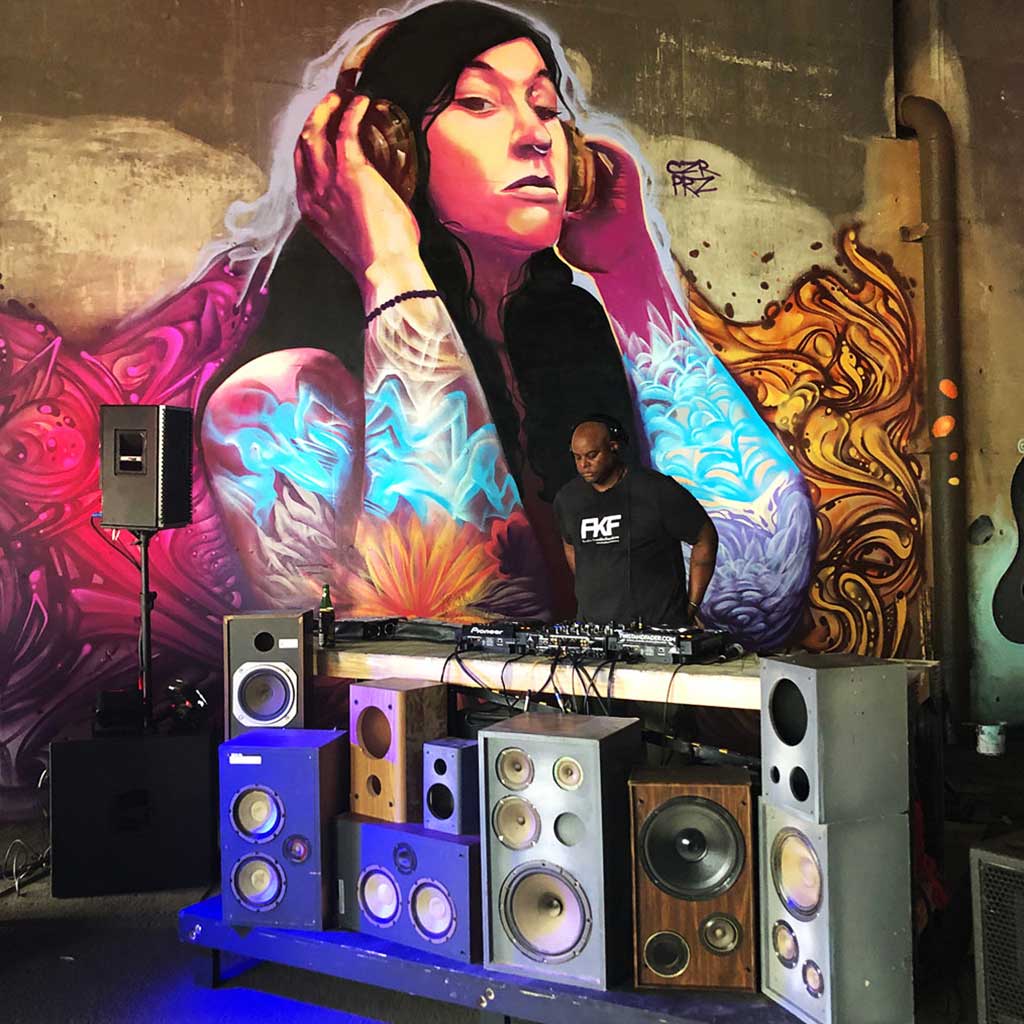 PakRat Ink "Good Vibrations" Mural by Czr Prz Frankie Knuckles Foundation B-Line Celebration