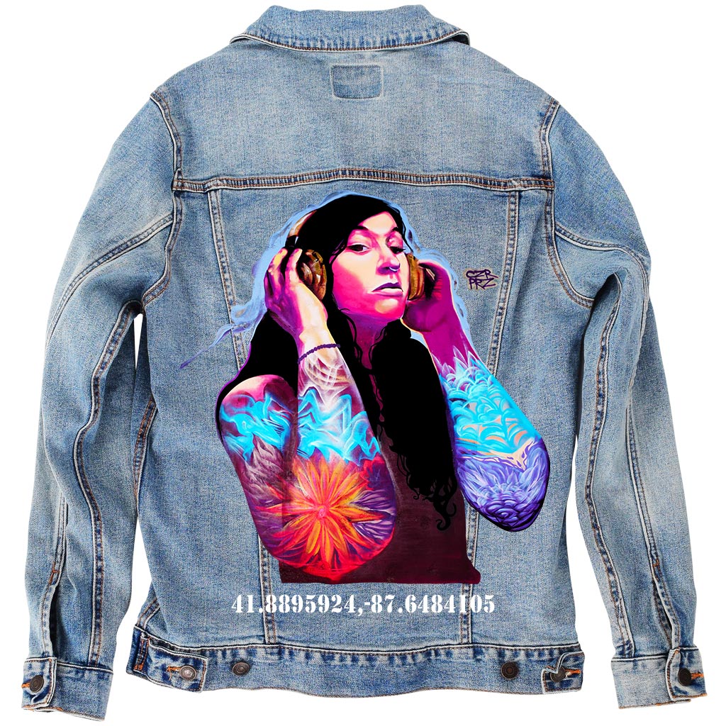PakRat Ink Unisex Denim Jacket "Good Vibrations" by Czr Prz