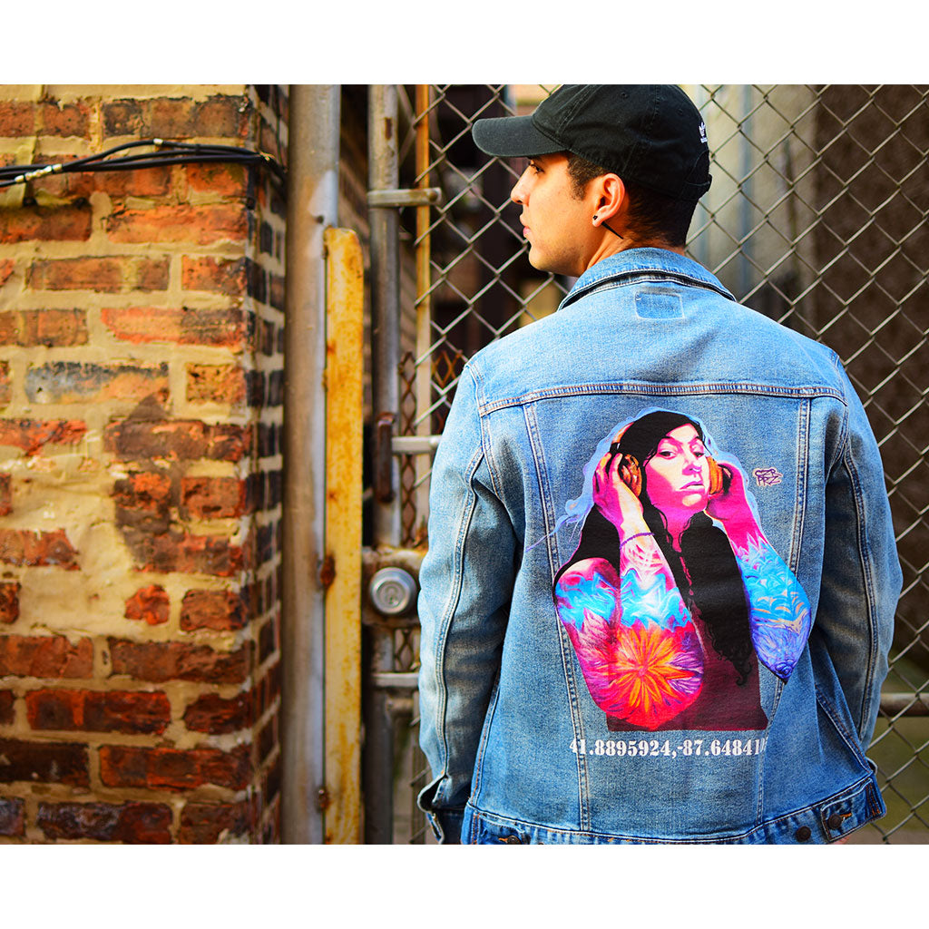 PakRat Ink Unisex Denim Jacket "Good Vibrations" by Czr Prz Chicago Alley