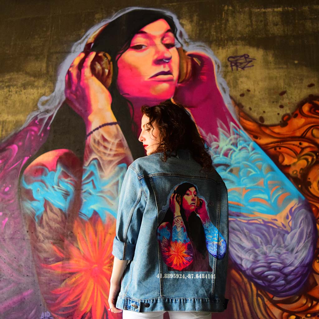 PakRat Ink Unisex Denim Jacket "Good Vibrations" by Czr Prz Chicago Street Art