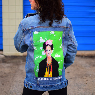 PakRat Ink Unisex Denim Jacket "Big Frida" by Marco Miller Street Style