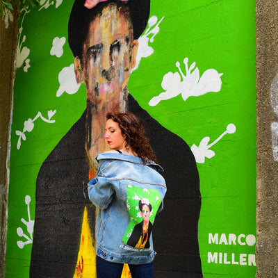 PakRat Ink Unisex Denim Jacket "Big Frida" by Marco Miller Chicago Street Artist