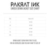 PakRat Ink Unisex Denim Jacket Size Chart