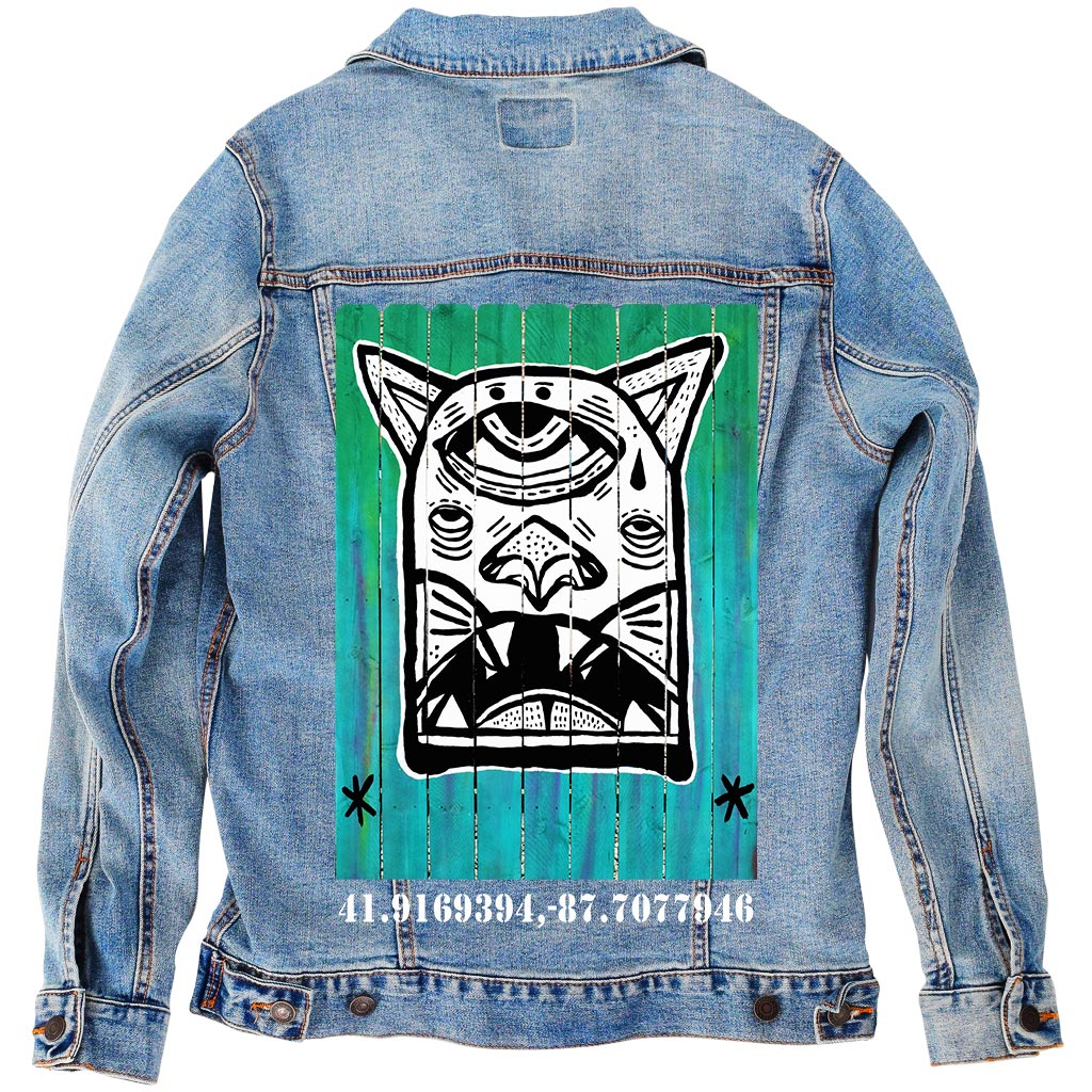 PakRat Ink Unisex Denim Jacket "Patio Dweller 1" by Jaymes Josef