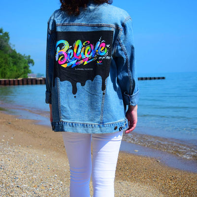 Unisex Denim Jacket "Believe" by Jason Naylor Lifestyle Beach