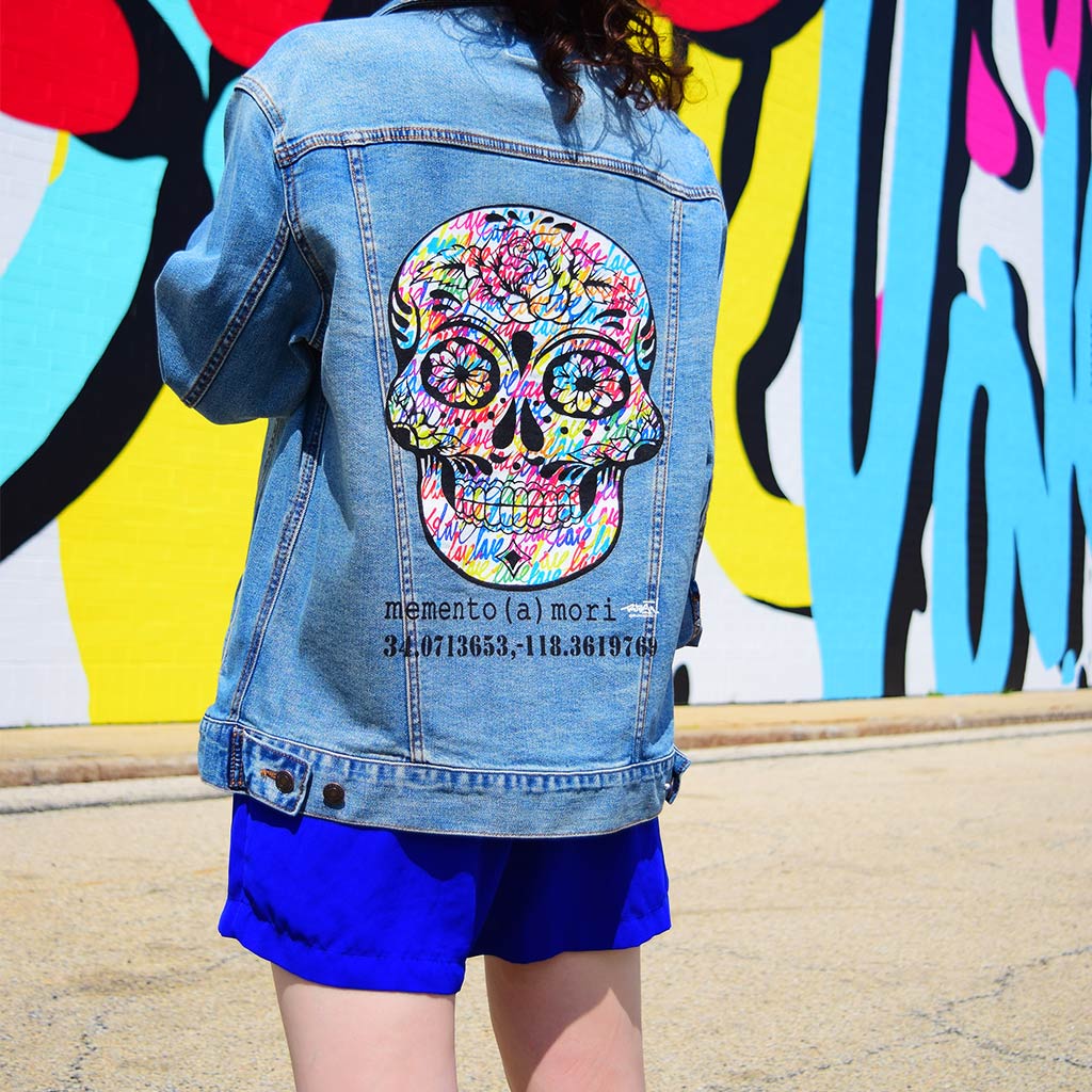 Unisex Denim Jacket "memento (a) mori" by Ruben Rojas Lifestlye Close Up