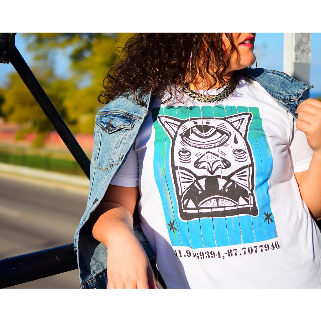 PakRat Ink Unisex T-shirt "Patio Dweller 1" by Jaymes Josef Lake Shore Drive Bridge Close Up